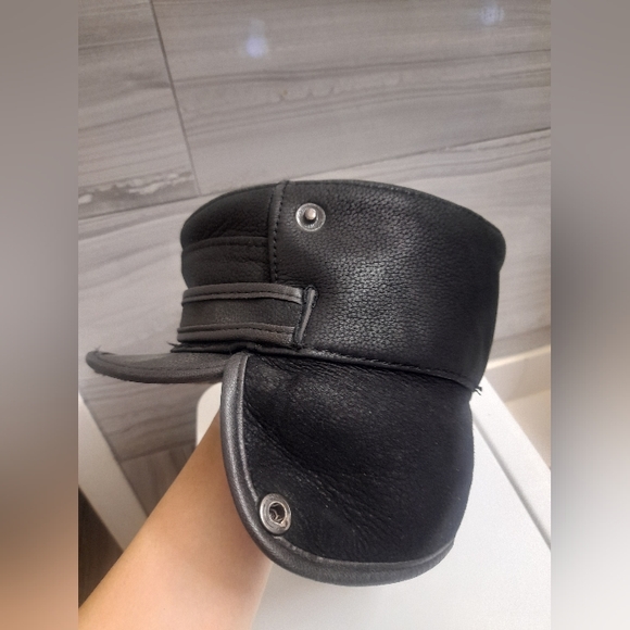 Mumcular - Mens Leather hat (XL) - Black - Vintage - Picture 5 of 11